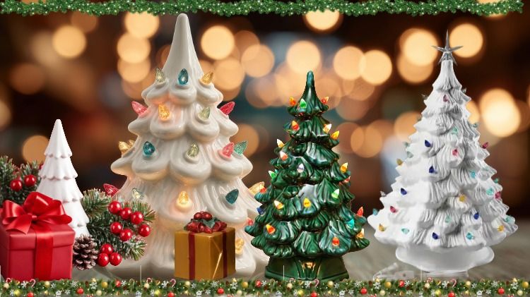 Lighted Ceramic Christmas Tree Painting